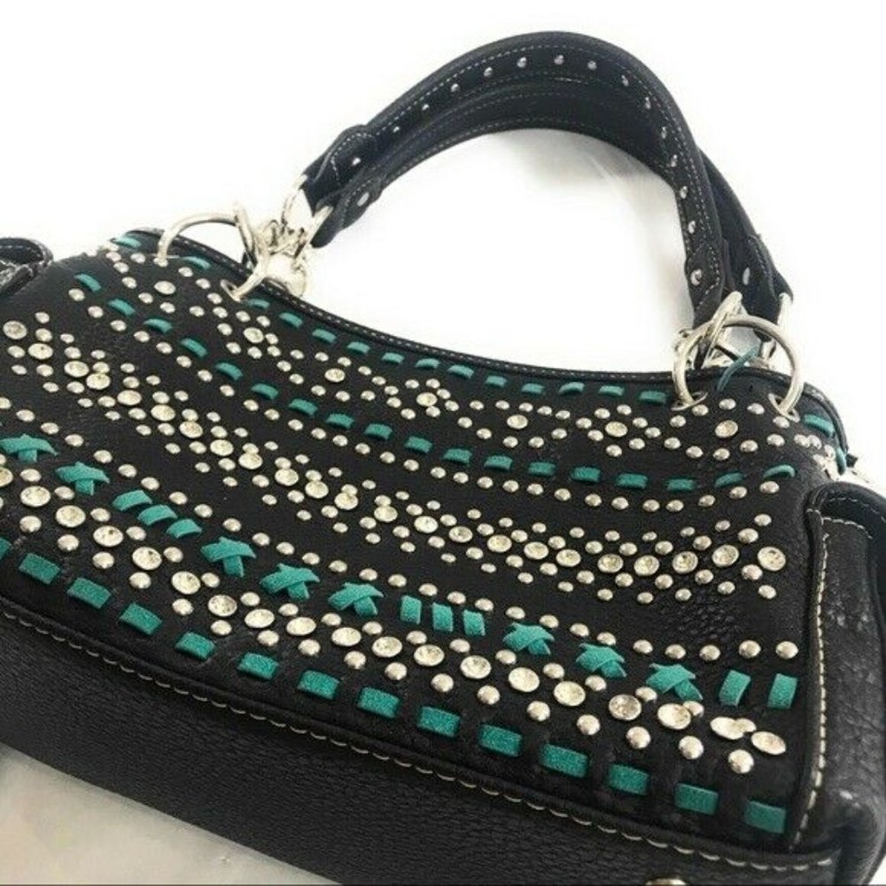 (Sold)Montana West Silver Turquoise Studded Purse - Picture 2 of 7